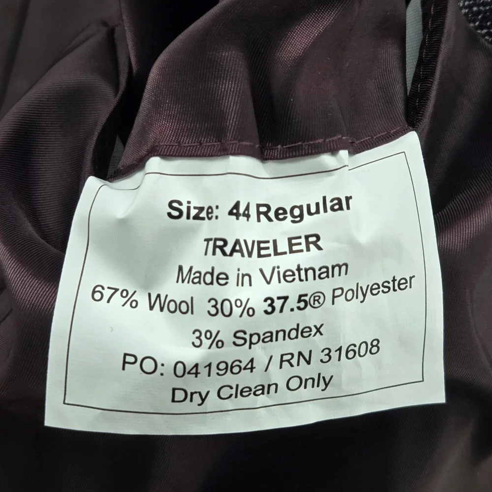 Jos A Bank‎ Traveler Blazer Mens 44R Grey Plaid Wool Blend Tailored Fit